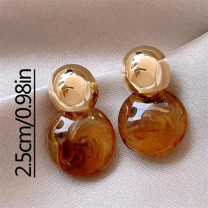 Aurélie Amber Dangle Earrings | Gold-tone