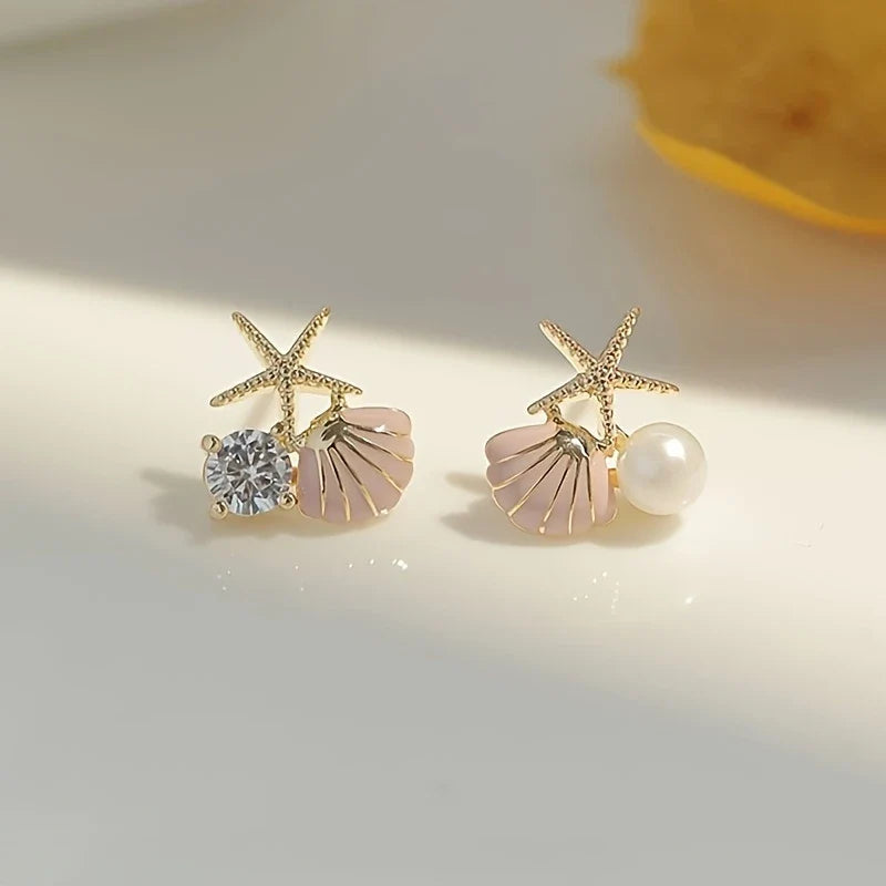 Everyday Starfish and Shell Design Earrings