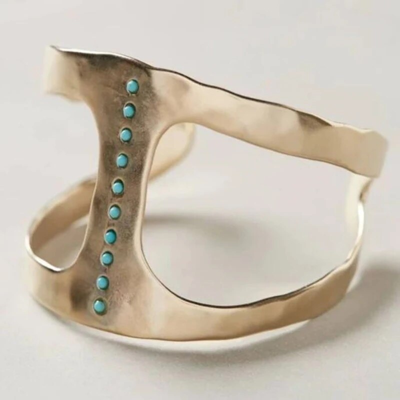 Vintage Double-Set Blue-Green Stone Open Ring