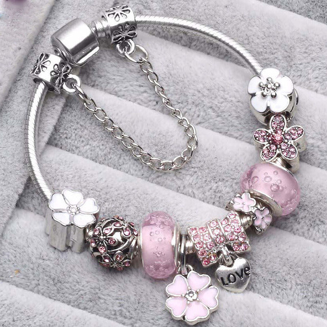 Vintage Pink Silver-tone Bracelet