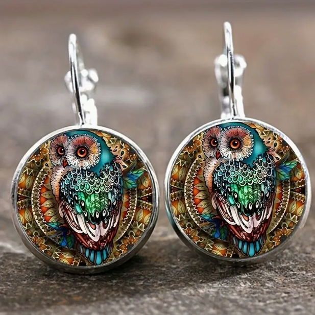 Vintage Silver-tone owl earring