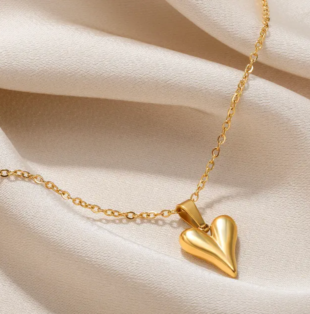 Gold-tone Solid Heart Necklace
