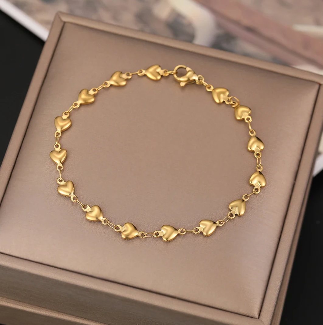 Gold-tone Small Multiple Hearts Bracelet