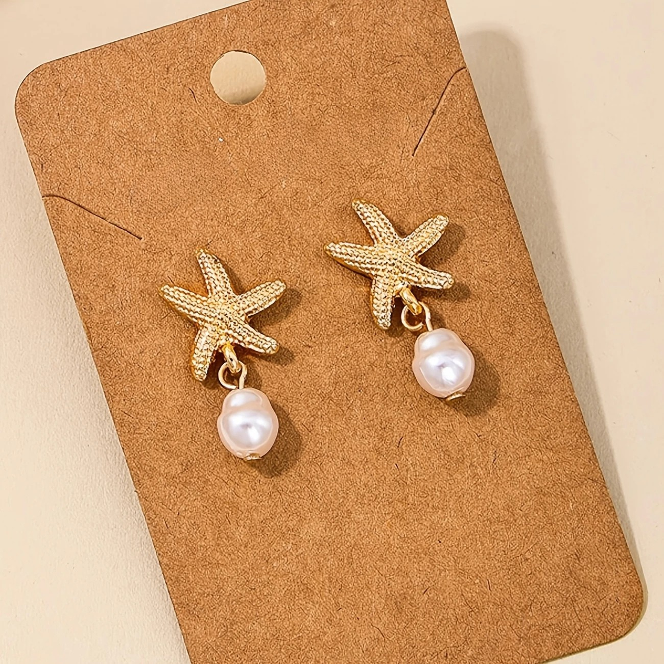 Elegant Starfish with Bead Tassel Earrings