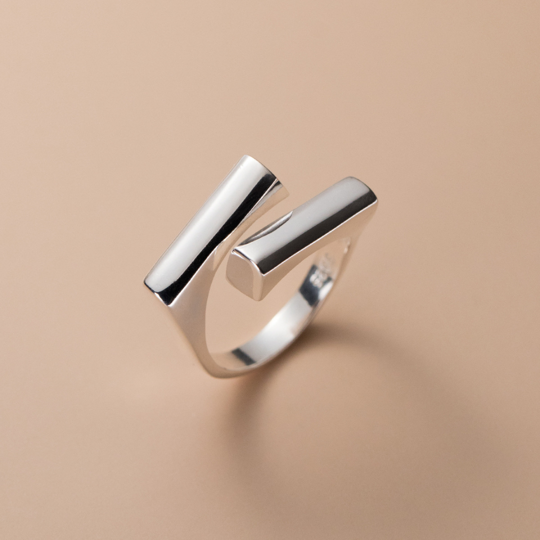 Simple Silver-tone Modernist Ring