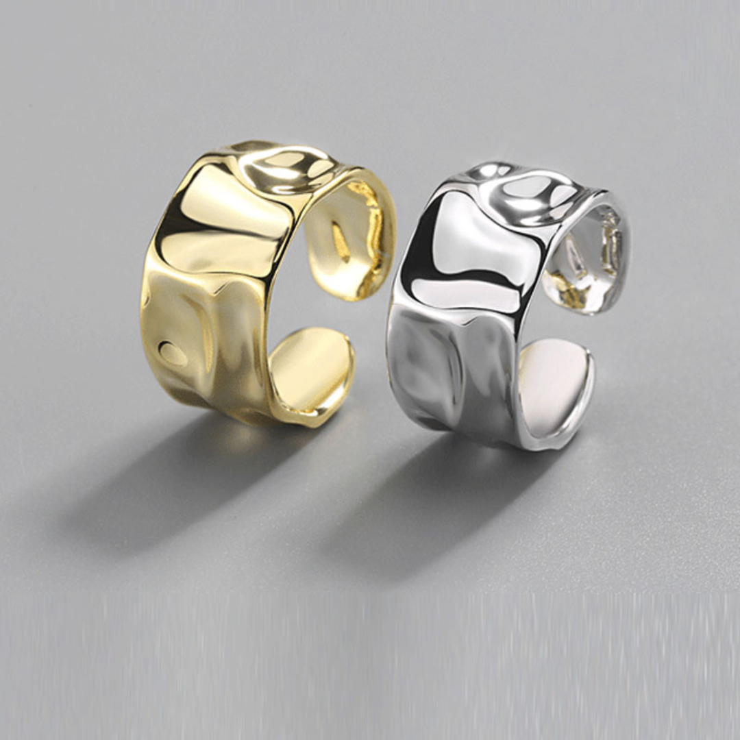 Asymmetric Wide Silver-tone Ring