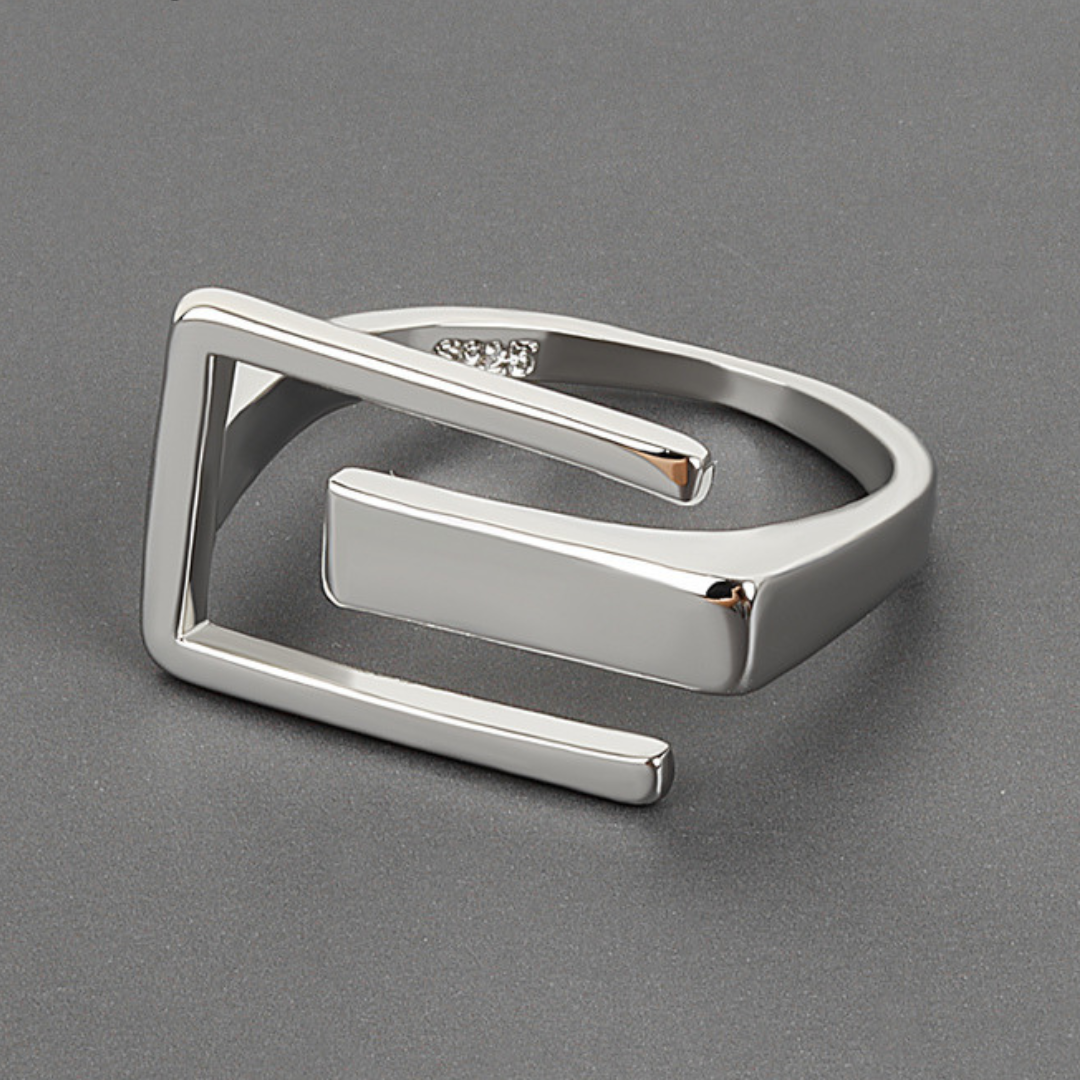 Adjustable Silver-tone Modernist Ring