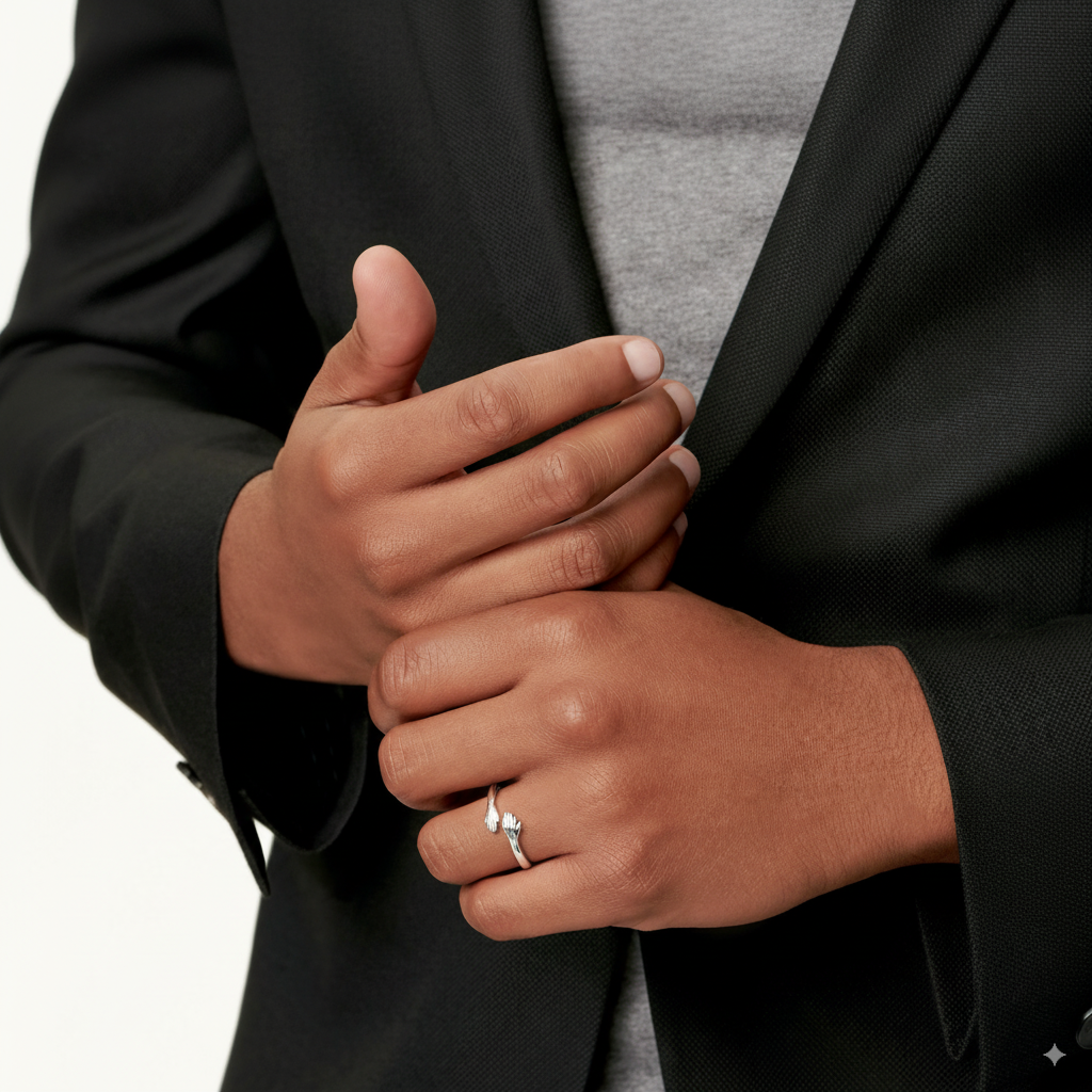 Adjustable Silver-tone Hug Ring