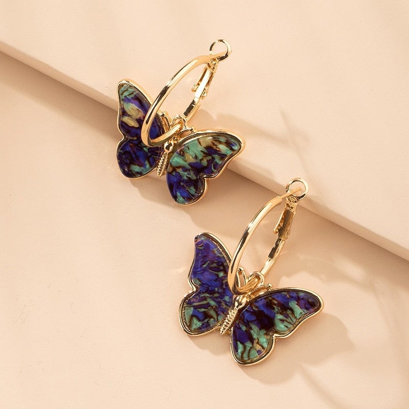 Crystal Butterfly Enamel Earrings