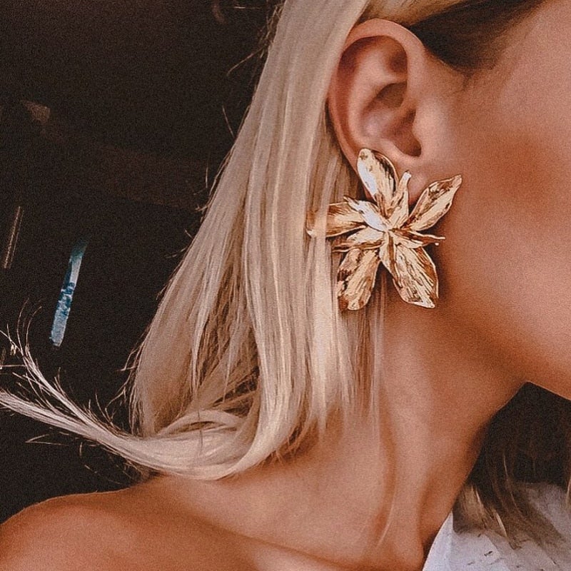 Gold-tone Lucky Flower Earrings