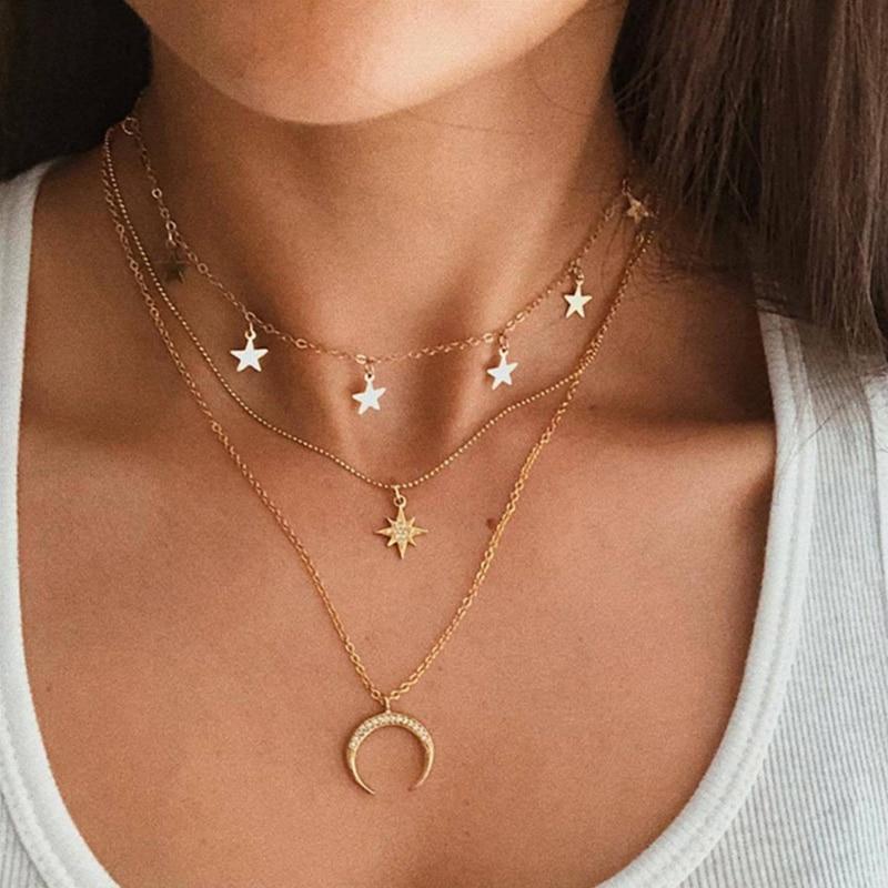 Silver-tone Moon Necklace