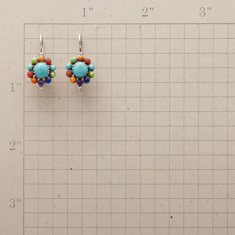 Multicolour Round Blue-Green Earrings