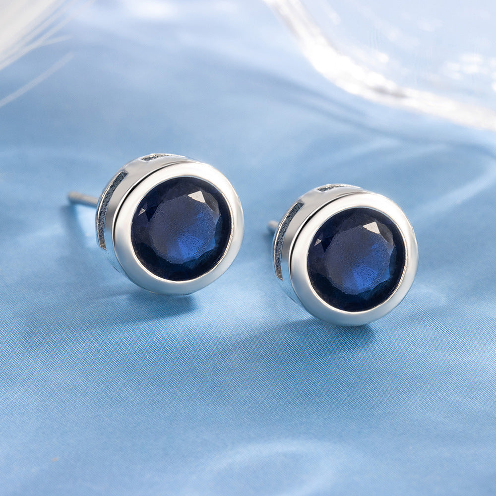 Double-Set Blue Accent Earrings | White Gold-tone