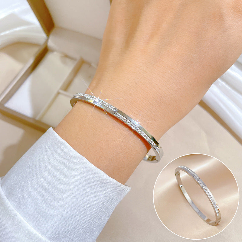 Aera Rigid Gold-tone Crystal Bracelet