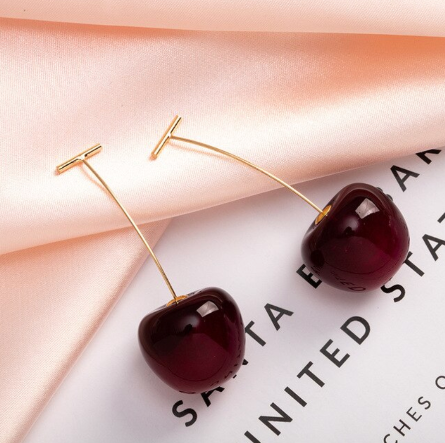 Elegant Red Cherry Earrings