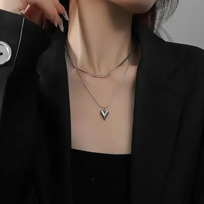 Silver-tone Bohemian Heart Necklace