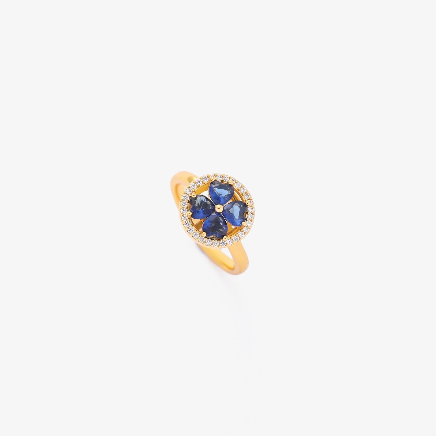 Blue Accent Hearts Spinning Ring | Gold-tone
