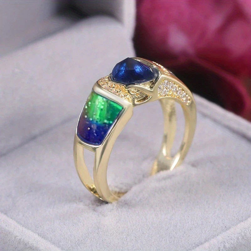 Elegant Bohemian Style Triangular Cut Ring