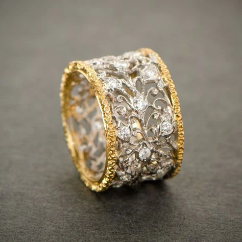 Vintage Gold-tone Crystal and Gold-tone Ivy Ring