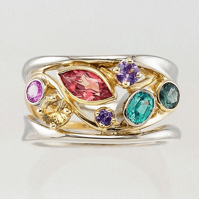 Vintage Gold-tone and Silver-Tone Multicolour Ring