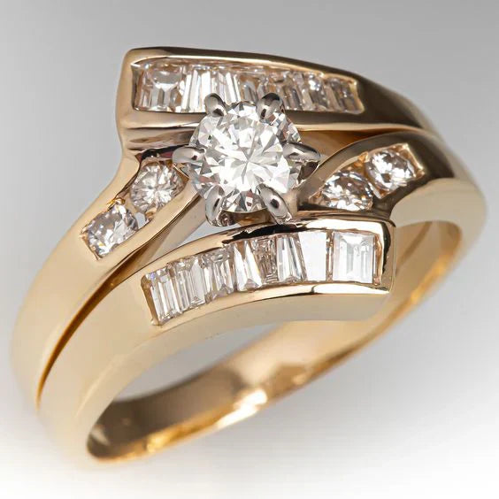 Vintage Gold-tone Brilliant Stone Ring
