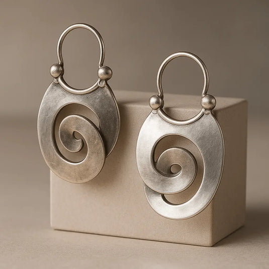 Vintage Irregular Silver-tone Earrings