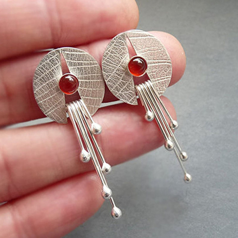 Silver-tone Ruby Earrings