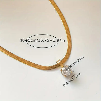 Elegant Rhinestone Pendant Necklace | Gold-tone