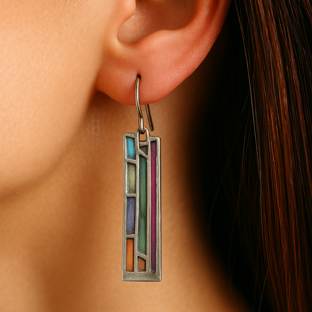 Vintage Silver-tone colourful earrings