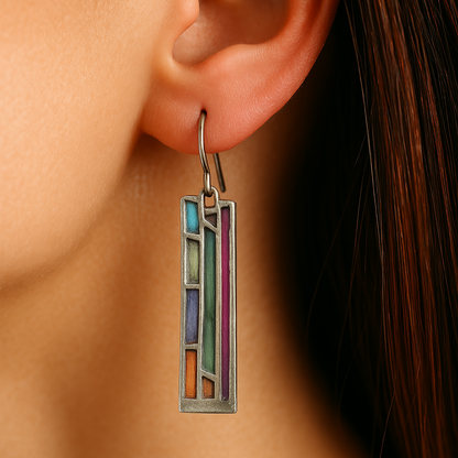 Vintage Silver-tone colourful earrings