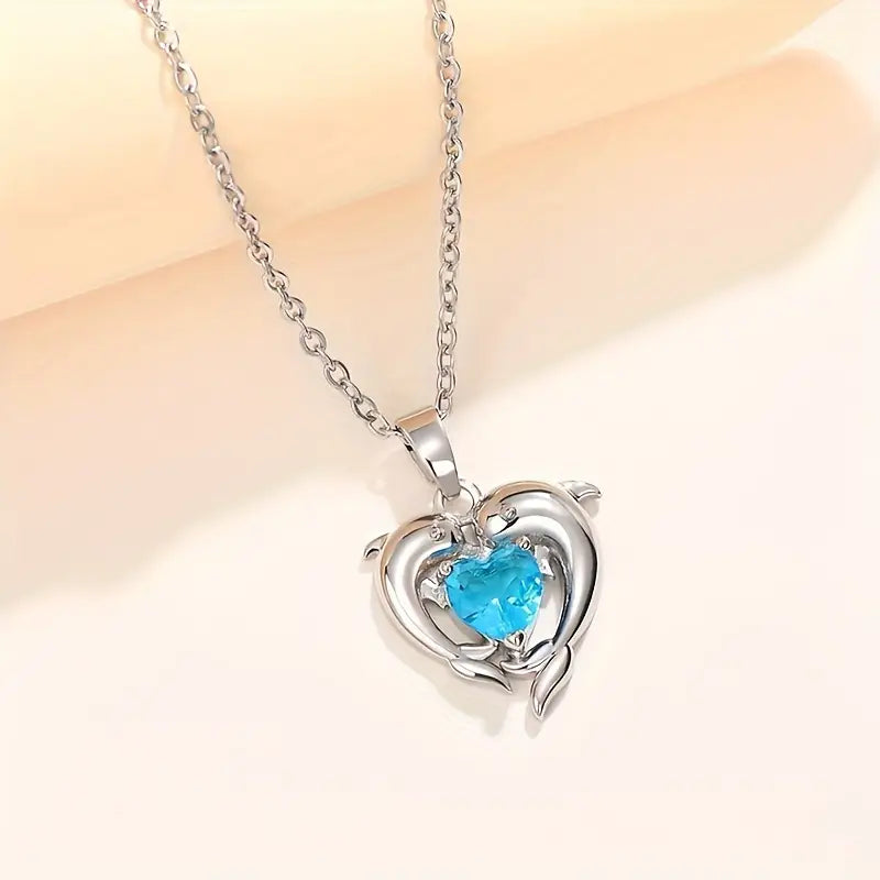 Oceanheart Twin Necklace | White Gold-tone