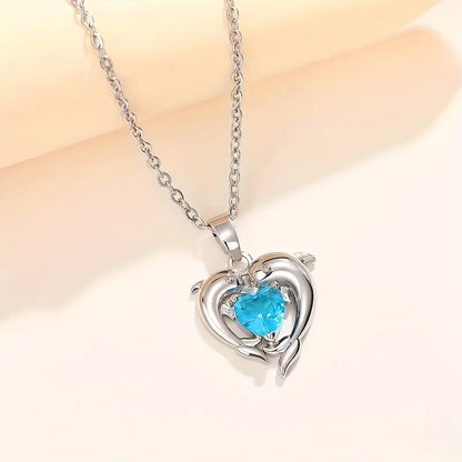 Oceanheart Twin Necklace | White Gold-tone
