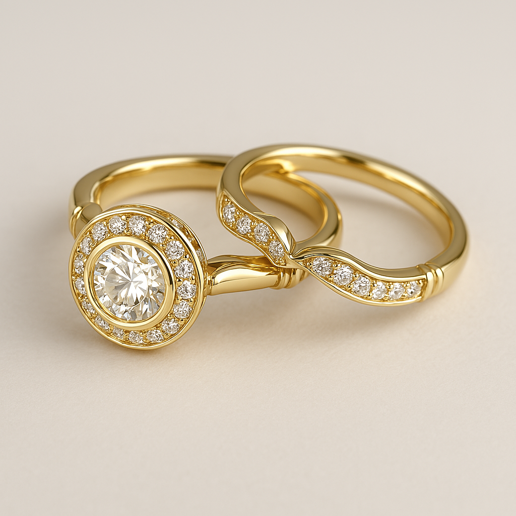 Pack of vintage golden and cubic zirconia rings