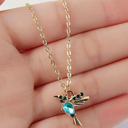 Hummingbird Enamel and Cubic Zirconia Necklace