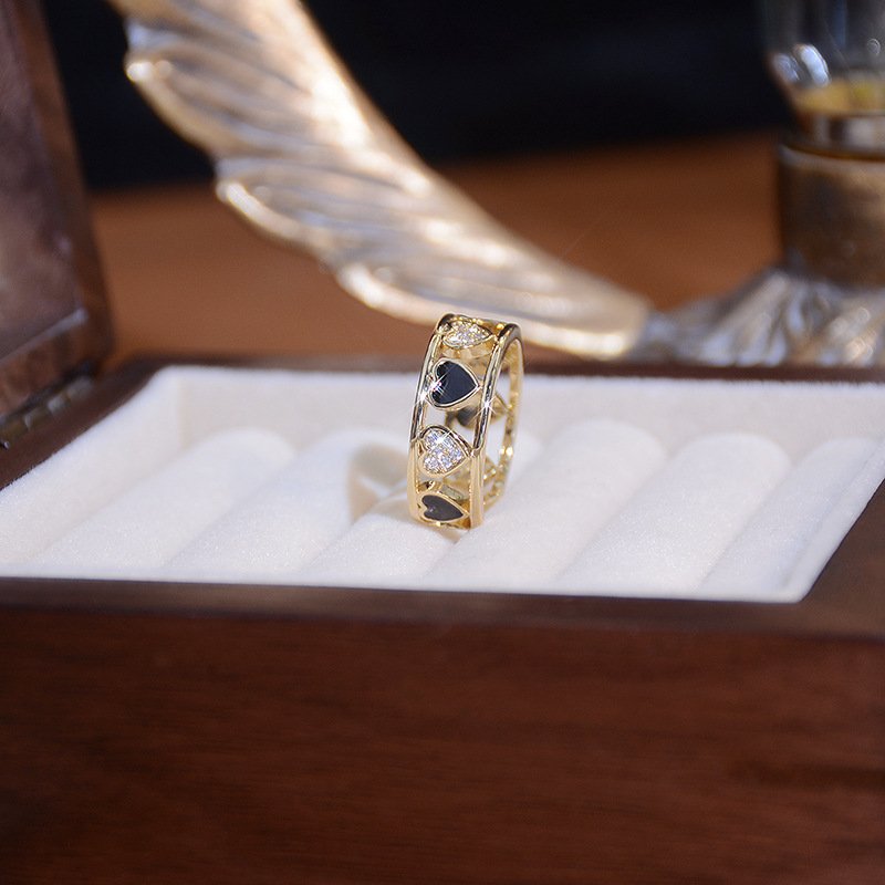Double-Set Cubic Zirconia Open Heart Ring