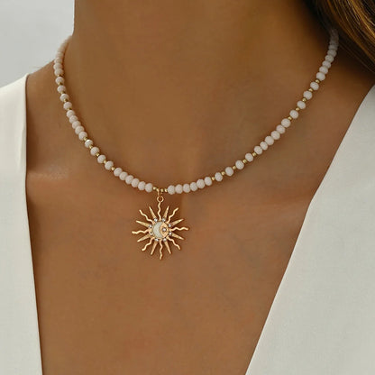 Everyday Bohemian Style Gold-tone Sun Necklace