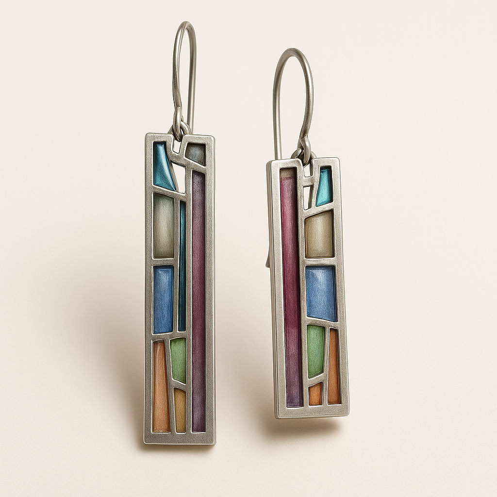 Vintage Silver-tone colourful earrings