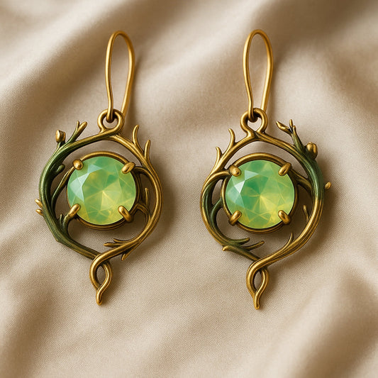Natural green Iridescent earrings