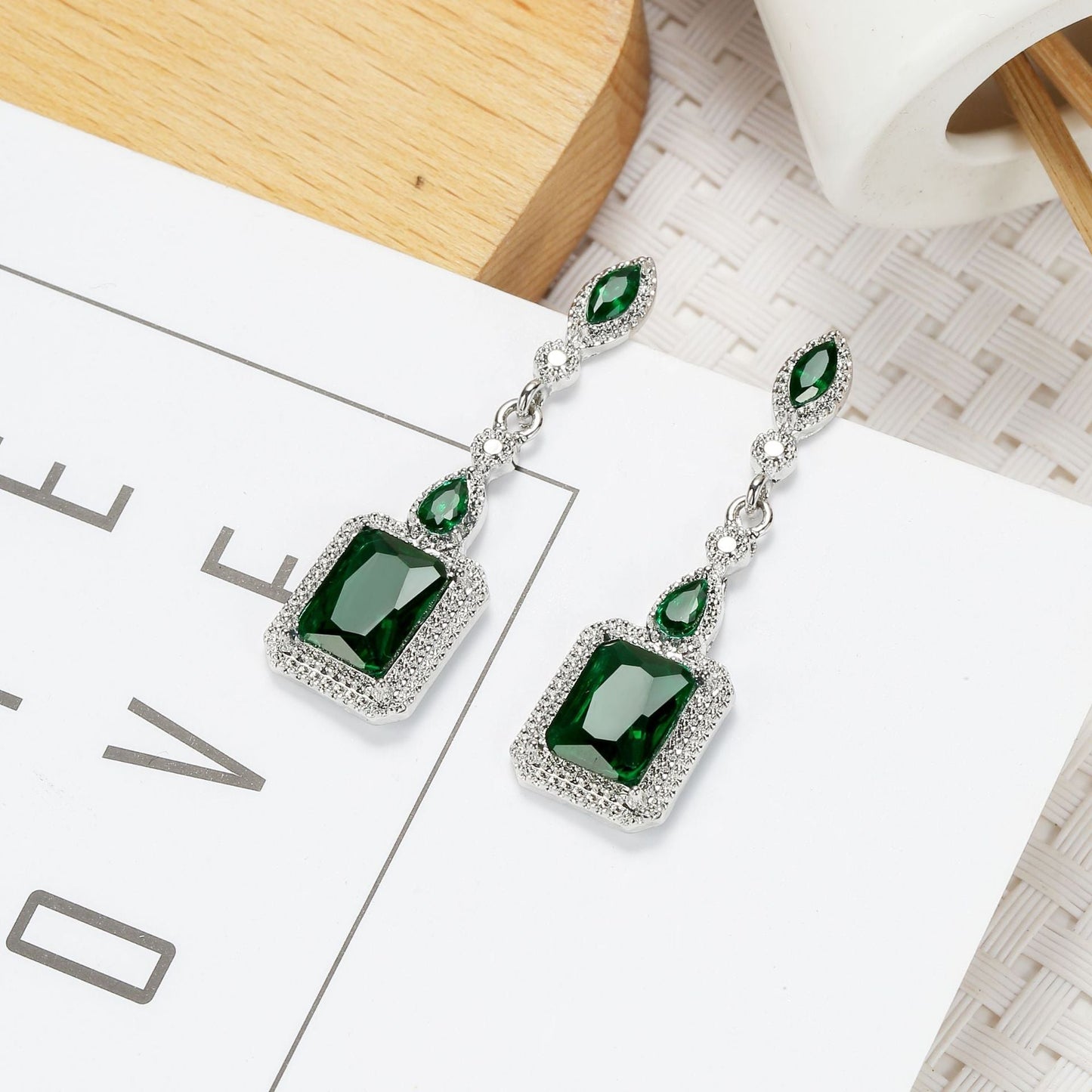 Clarion Verdancia Earrings | White Gold-tone