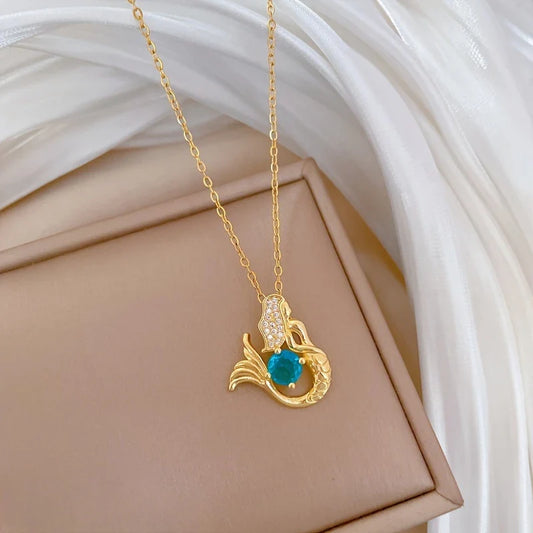 Blue Sparkling Mermaid Necklace