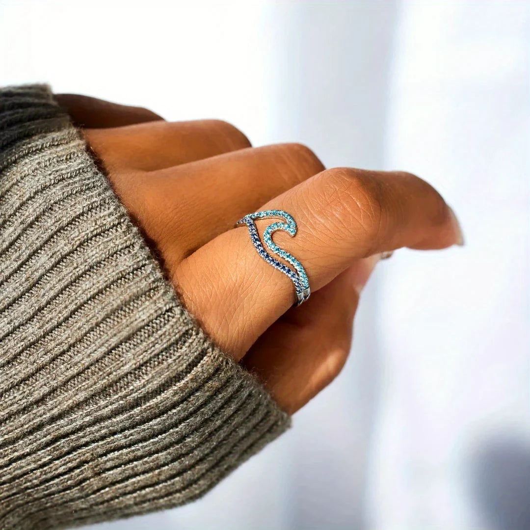 Sparkling Ocean Wave Ring