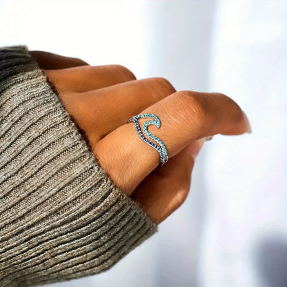 Sparkling Ocean Wave Ring