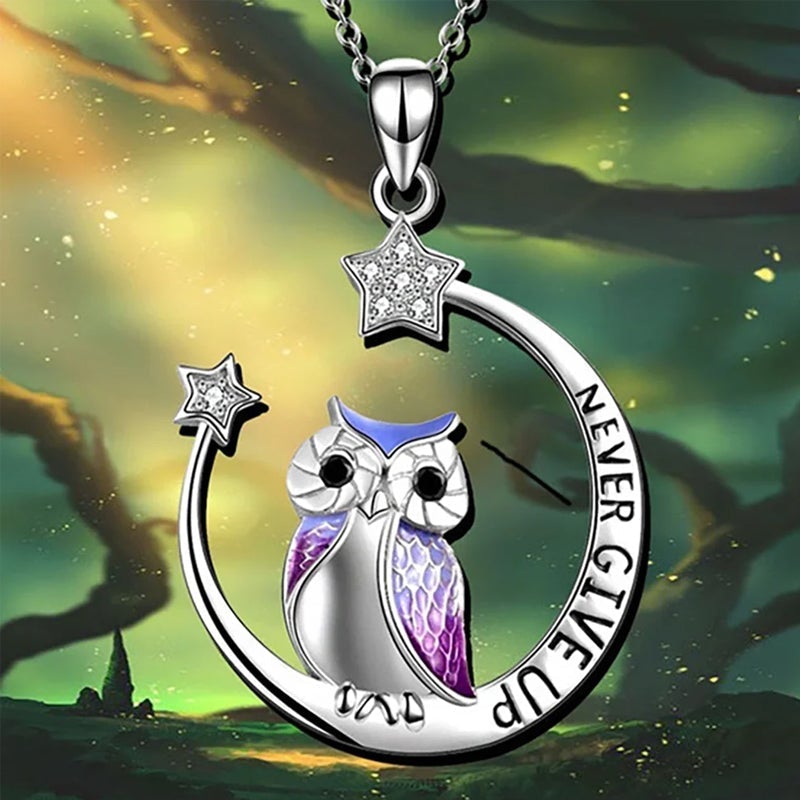 Moon Owl Necklace - Never Give Up