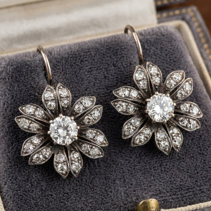 Vintage Crystal Flower Earrings
