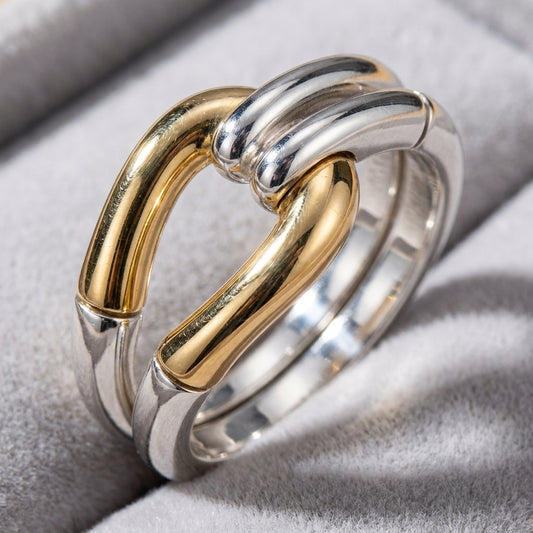Vintage Golden and Silver-Tone Knot Ring