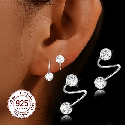 Super Sparkling Double-Headed Spiral Cubic Zirconia Earrings