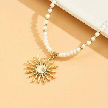 Everyday Bohemian Style Gold-tone Sun Necklace