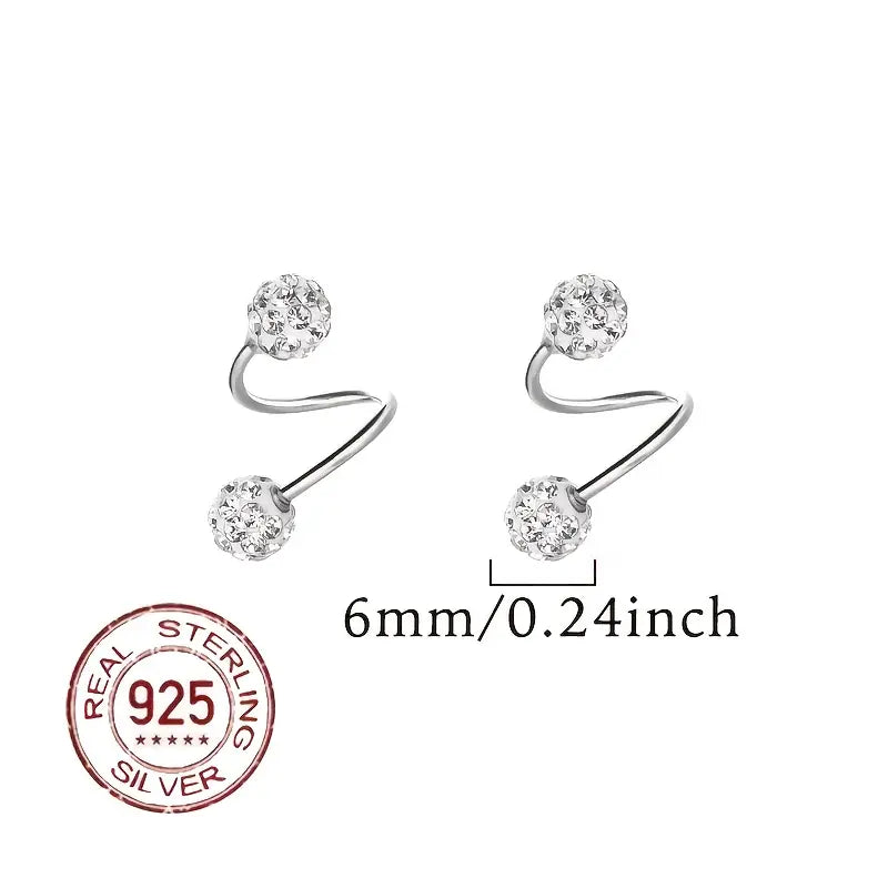 Super Sparkling Double-Headed Spiral Cubic Zirconia Earrings