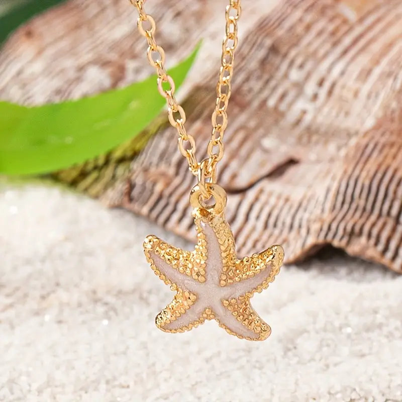 Gold-tone Ocean Blue Starfish Necklace