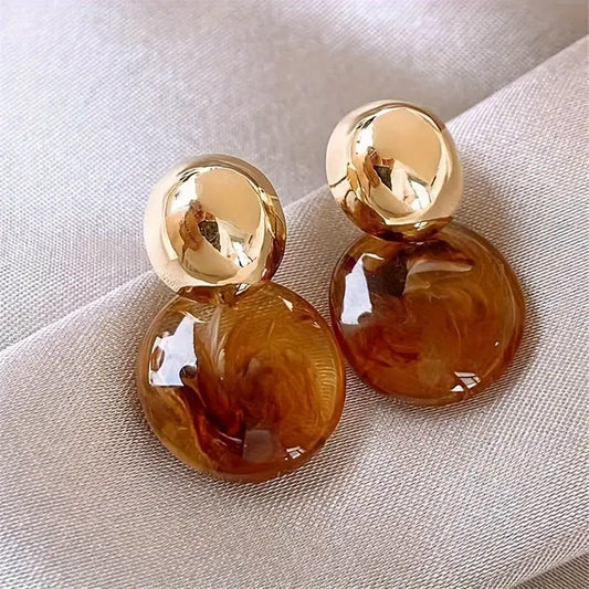 Aurélie Amber Dangle Earrings | Gold-tone